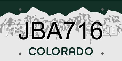 JBA716 Colorado License Plate