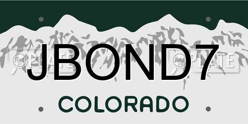 JBOND7 Colorado License Plate