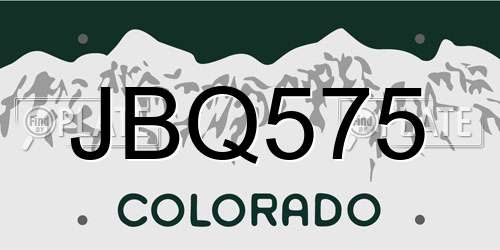 JBQ575 Colorado License Plate