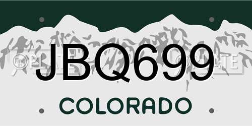 JBQ699 Colorado License Plate