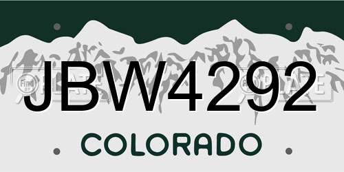 JBW4292 Colorado License Plate