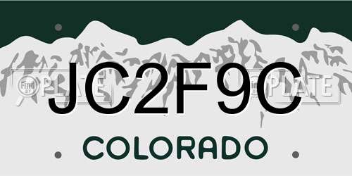 JC2F9C Colorado License Plate