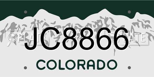 JC8866 Colorado License Plate