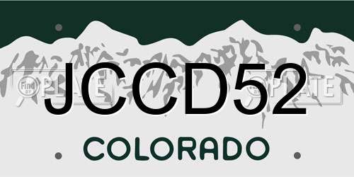 JCCD52 Colorado License Plate