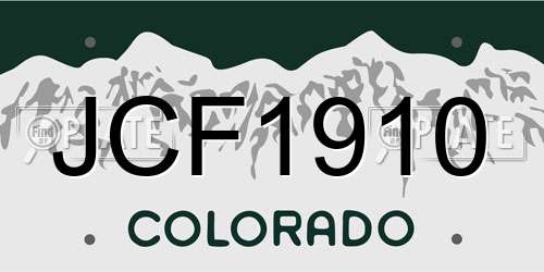 JCF1910 Colorado License Plate
