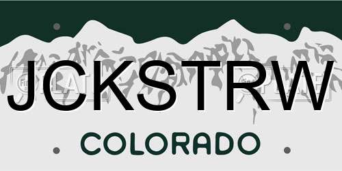 JCKSTRW Colorado License Plate
