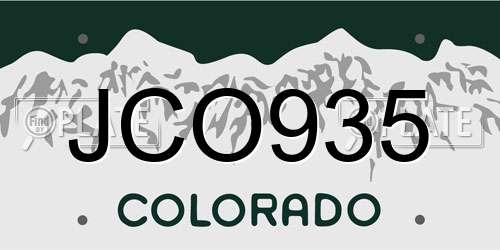 JCO935 Colorado License Plate