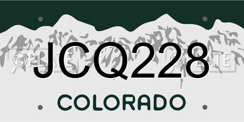 JCQ228 Colorado License Plate