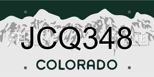 JCQ348 Colorado License Plate