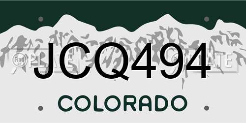 JCQ494 Colorado License Plate