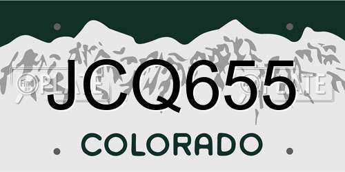 JCQ655 Colorado License Plate