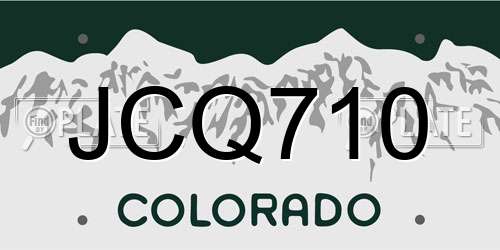 JCQ710 Colorado License Plate