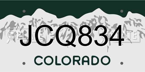 JCQ834 Colorado License Plate