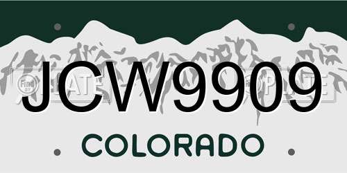JCW9909 Colorado License Plate