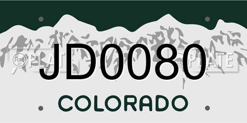 JD0080 Colorado License Plate