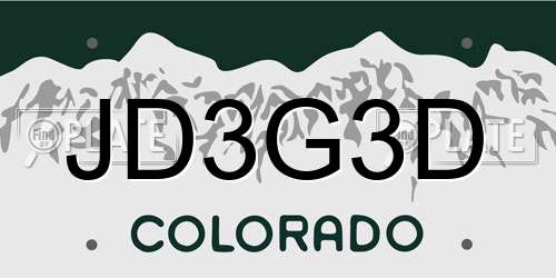JD3G3D Colorado License Plate