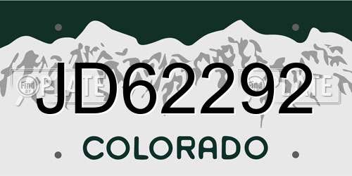 JD62292 Colorado License Plate