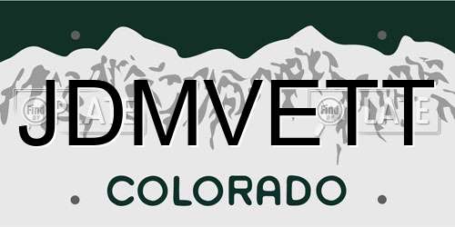 JDMVETT Colorado License Plate