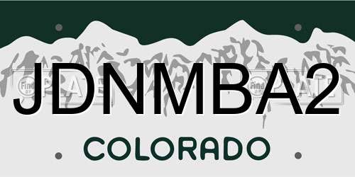 JDNMBA2 Colorado License Plate