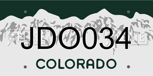 JDO034 Colorado License Plate