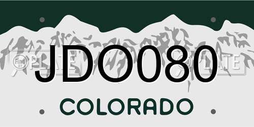 JDO080 Colorado License Plate