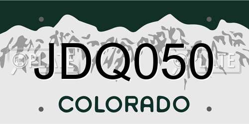JDQ050 Colorado License Plate
