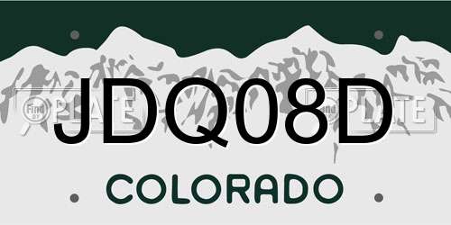 JDQ08D Colorado License Plate