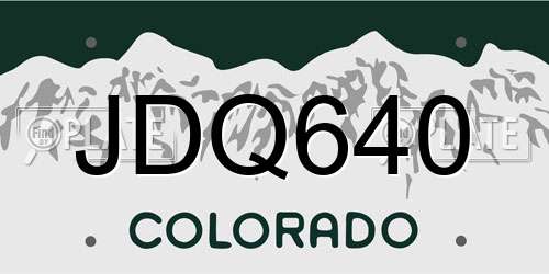 JDQ640 Colorado License Plate
