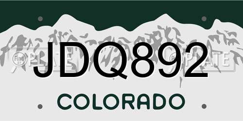 JDQ892 Colorado License Plate