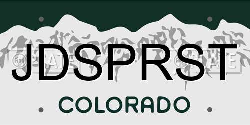 JDSPRST Colorado License Plate