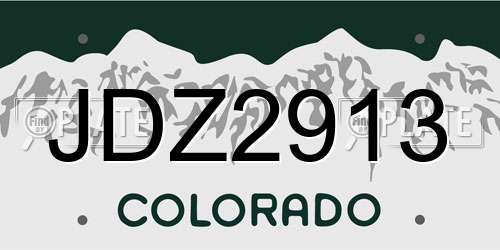 JDZ2913 Colorado License Plate