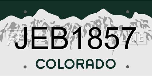 JEB1857 Colorado License Plate