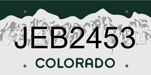 JEB2453 Colorado License Plate