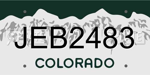 JEB2483 Colorado License Plate