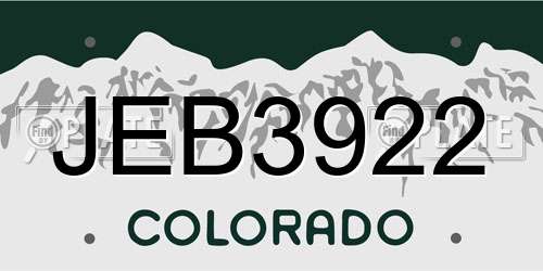 JEB3922 Colorado License Plate