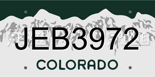 JEB3972 Colorado License Plate
