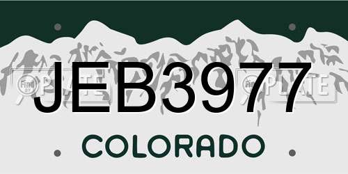 JEB3977 Colorado License Plate