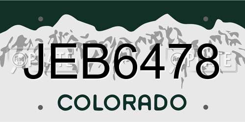 JEB6478 Colorado License Plate
