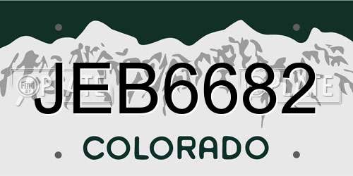 JEB6682 Colorado License Plate