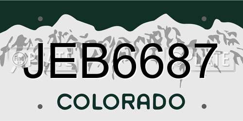 JEB6687 Colorado License Plate