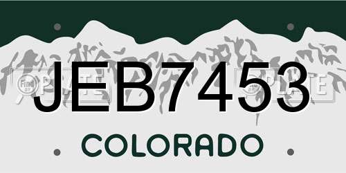 JEB7453 Colorado License Plate