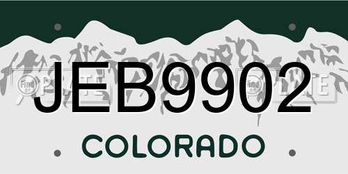 JEB9902 Colorado License Plate
