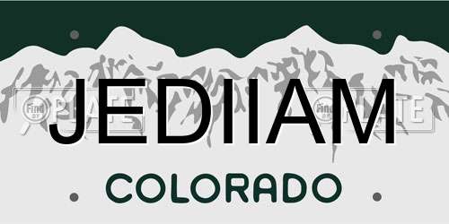 JEDIIAM Colorado License Plate