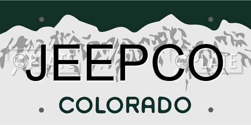 JEEPCO Colorado License Plate