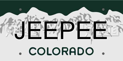 JEEPEE Colorado License Plate