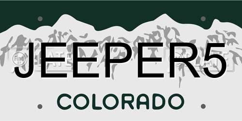 JEEPER5 Colorado License Plate