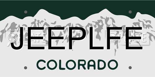 JEEPLFE Colorado License Plate