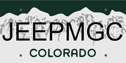 JEEPMGC Colorado License Plate