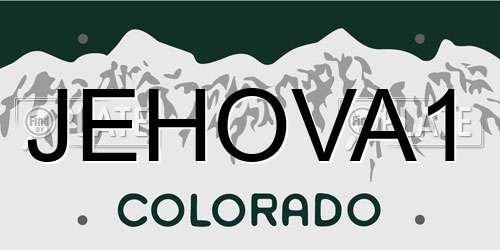 JEHOVA1 Colorado License Plate