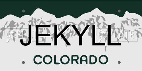 JEKYLL Colorado License Plate